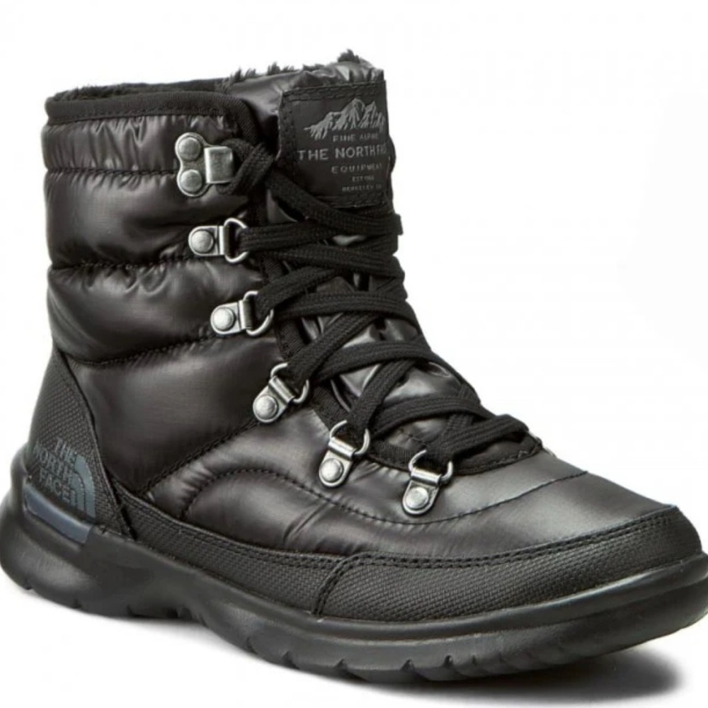 The North Face Women Thermoball Lace II Black Insulated Boots New Size 8